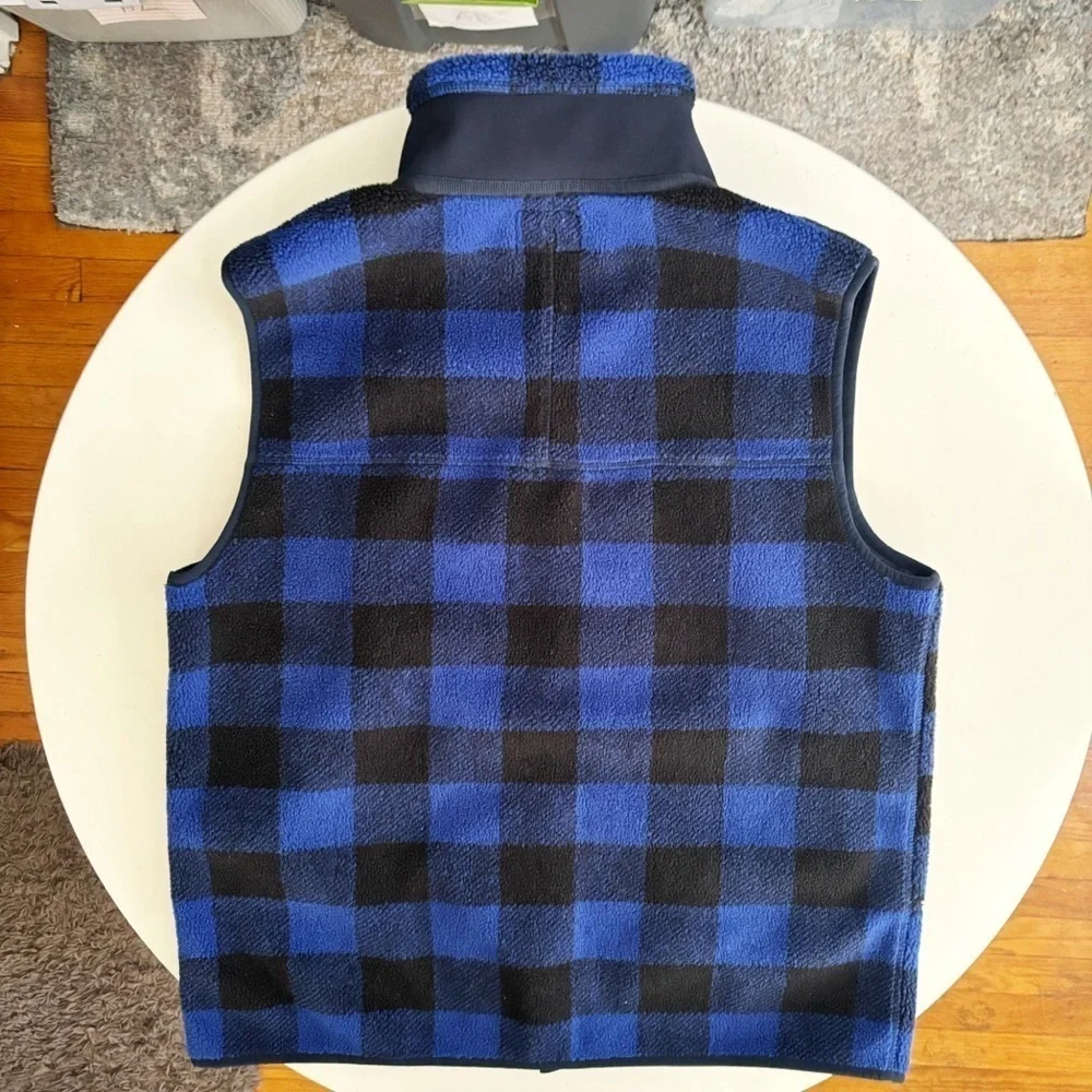 J. Crew Men’s Nordic Sherpa Fleece Vest Check Buffalo Plaid Size Medium